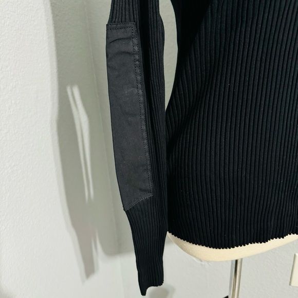 Zara Women Black Combination Turtleneck Long Sleeves Rib Tonal Appliqué Top Sz L - Picture 12 of 17